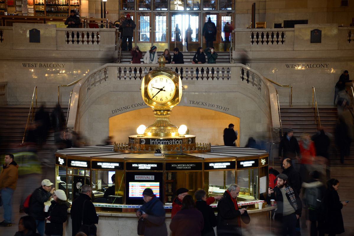 07 Information Booth and Clock With West Balcony Behind In New York City Grand Central Terminal Main Concourse